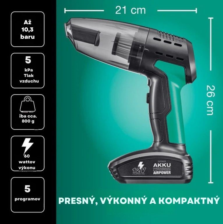 CleanMaxx AKU kompresor a ručný vysávač 2v1 AKV-19905 (9)